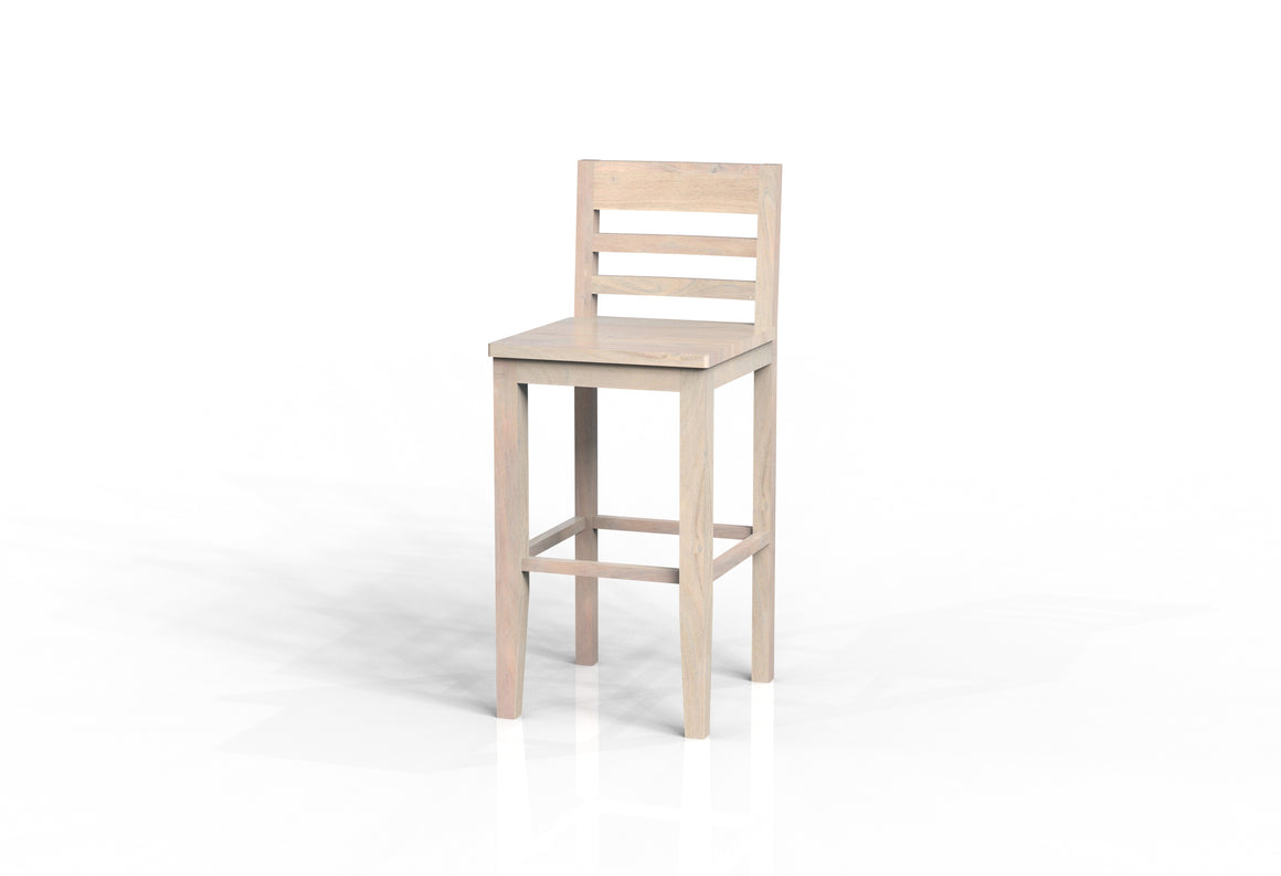 Malcolm Acacia Ladderback Bar Stool - New White Wash