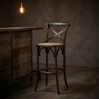 Barnett 30" X-Back Barstool - Distressed Black