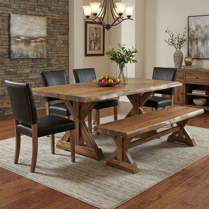 Bartholomew Teak Live Edge Dining Bench - Natural