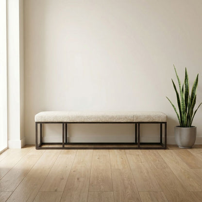 Beaufort 72" Accent Bench - Linen + Gunmetal
