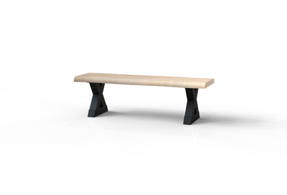 Malcolm Acacia Live Edge Dining Bench - New White Wash