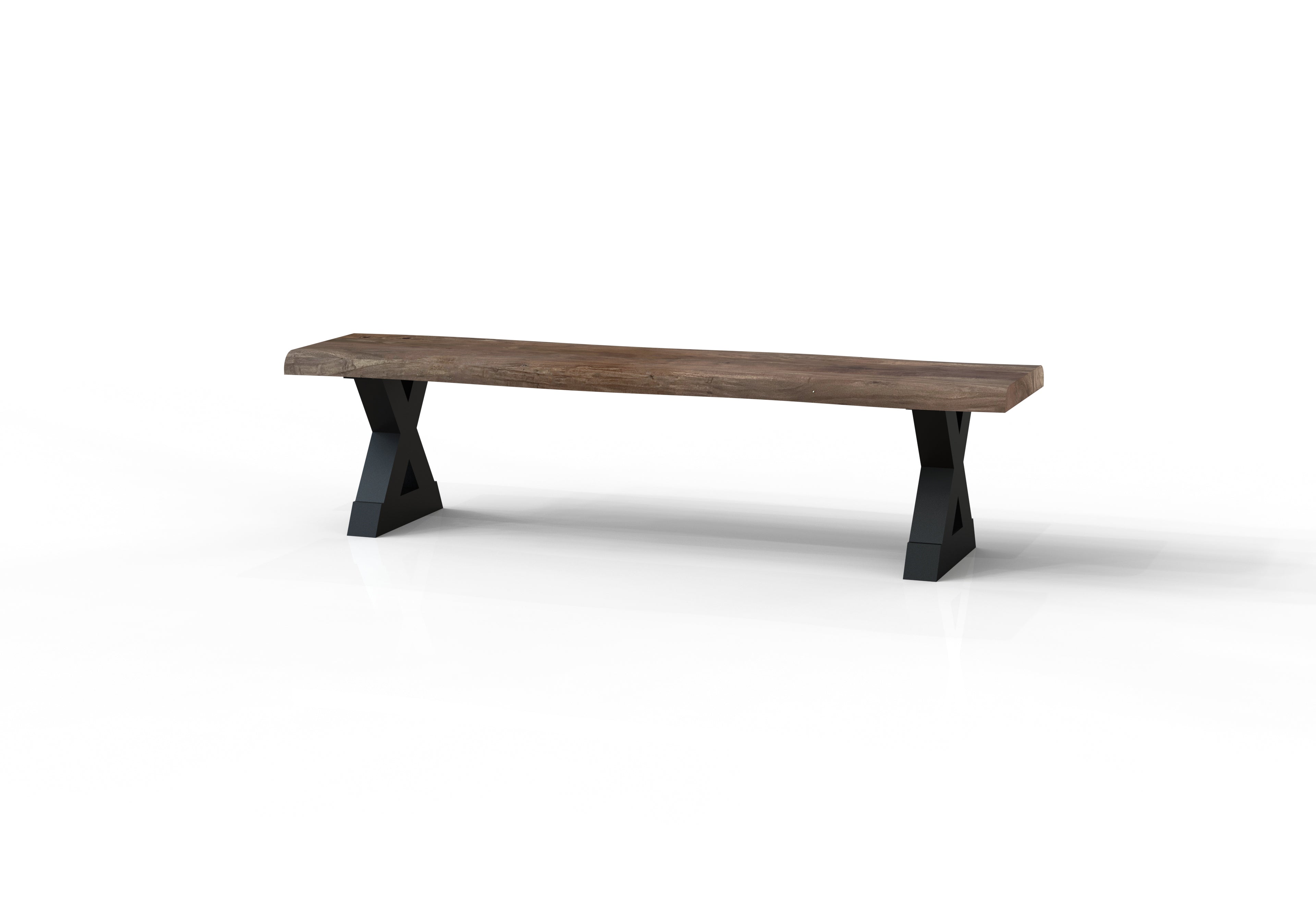 Malcolm 60" Acacia Live Edge Dining Bench - Natural + Smoke