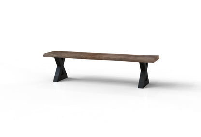 Malcolm 60" Acacia Live Edge Dining Bench - Natural + Smoke