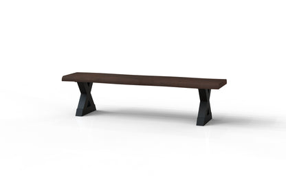 Malcolm Acacia Live Edge Dining Bench - Natural + Black