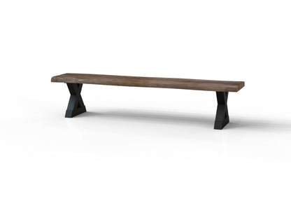 Malcolm 60" Acacia Live Edge Dining Bench - Natural + Smoke