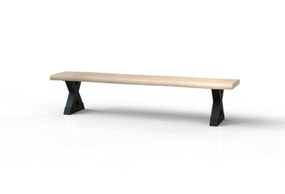 Malcolm Acacia Live Edge Dining Bench - New White Wash