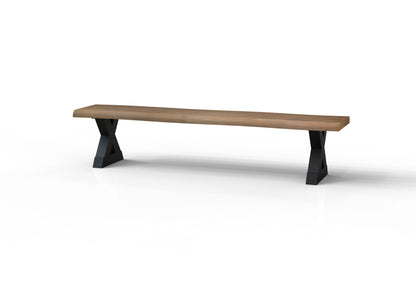 Malcolm Acacia Live Edge Dining Bench - Natural + Gray