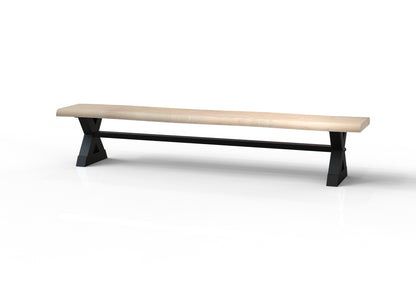 Malcolm Acacia Live Edge Dining Bench - New White Wash