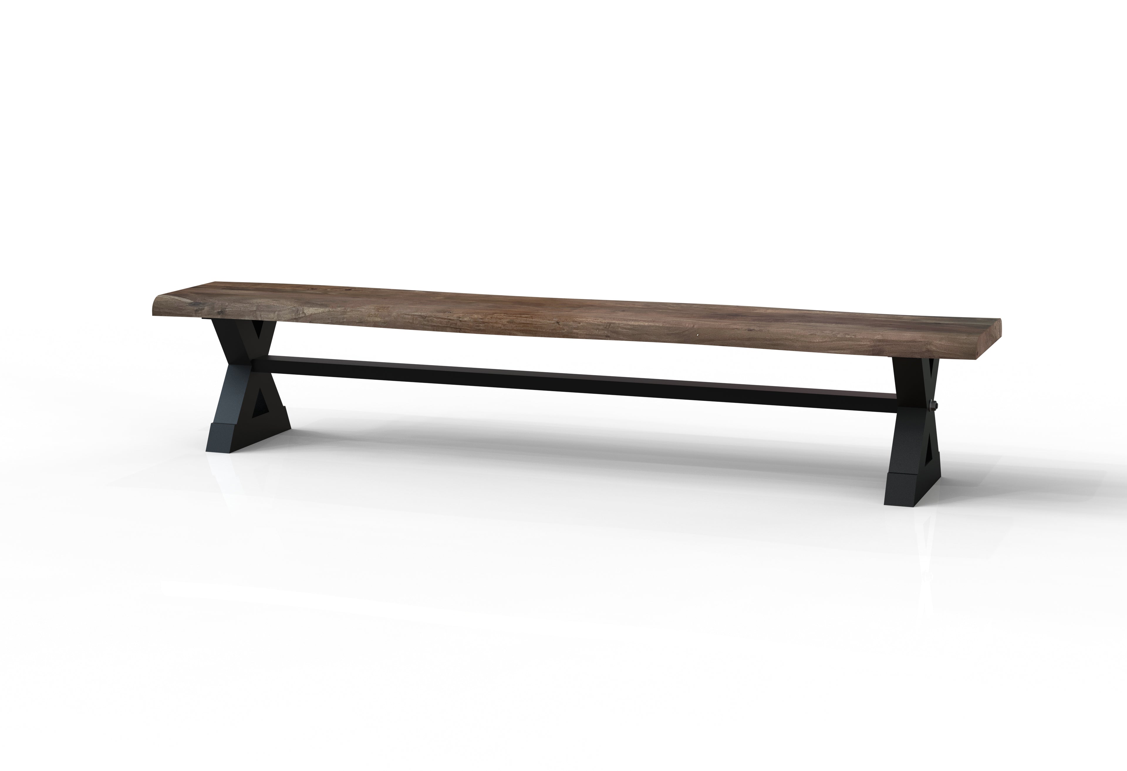Malcolm 60" Acacia Live Edge Dining Bench - Natural + Smoke