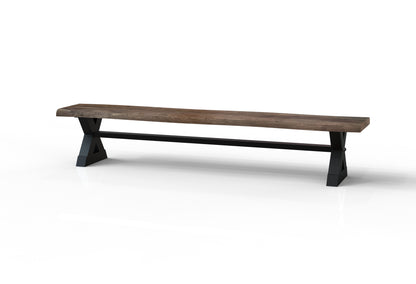Malcolm 60" Acacia Live Edge Dining Bench - Natural + Smoke
