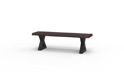 Bartholomew Teak Live Edge Dining Bench - Natural + Black