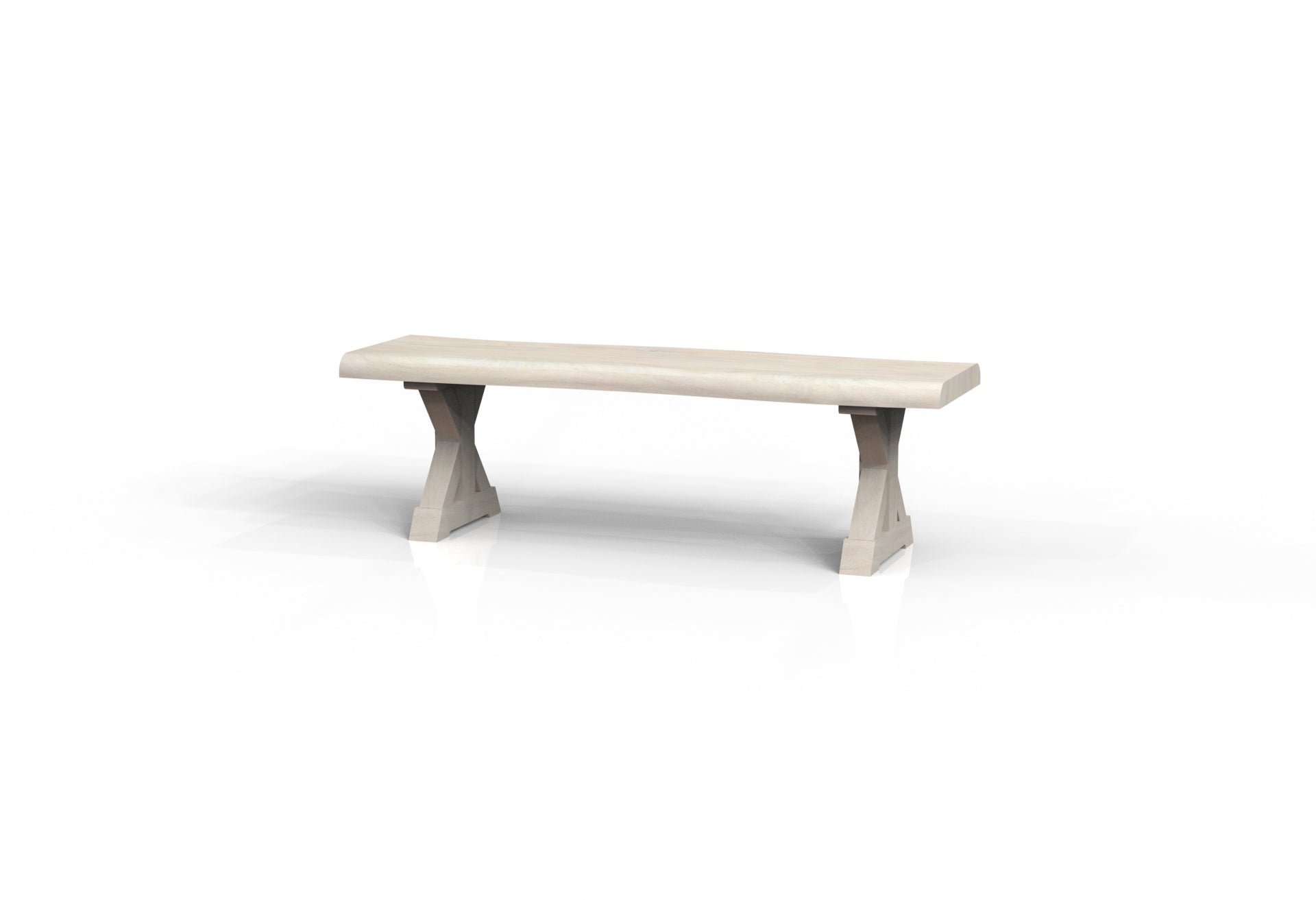 Malcolm Acacia Live Edge Dining Bench - New White Wash