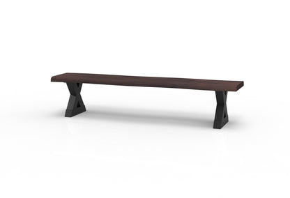 Bartholomew Teak Live Edge Dining Bench - Natural + Black
