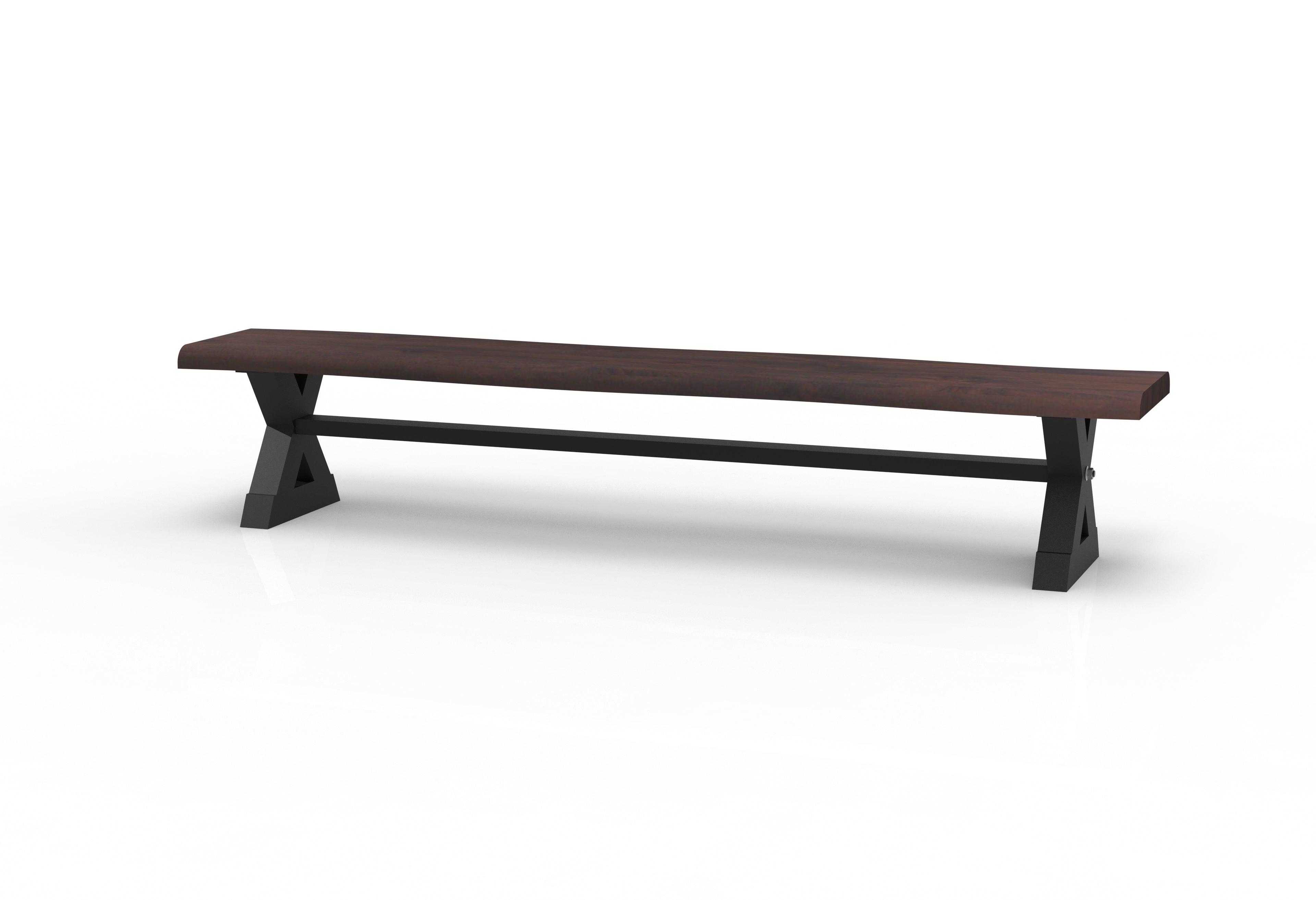 Bartholomew Teak Live Edge Dining Bench - Natural + Black