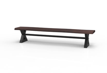 Bartholomew Teak Live Edge Dining Bench - Natural + Black