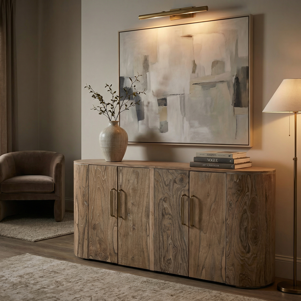 Bertram 70" Teak 4 Door Sideboard - Driftwood