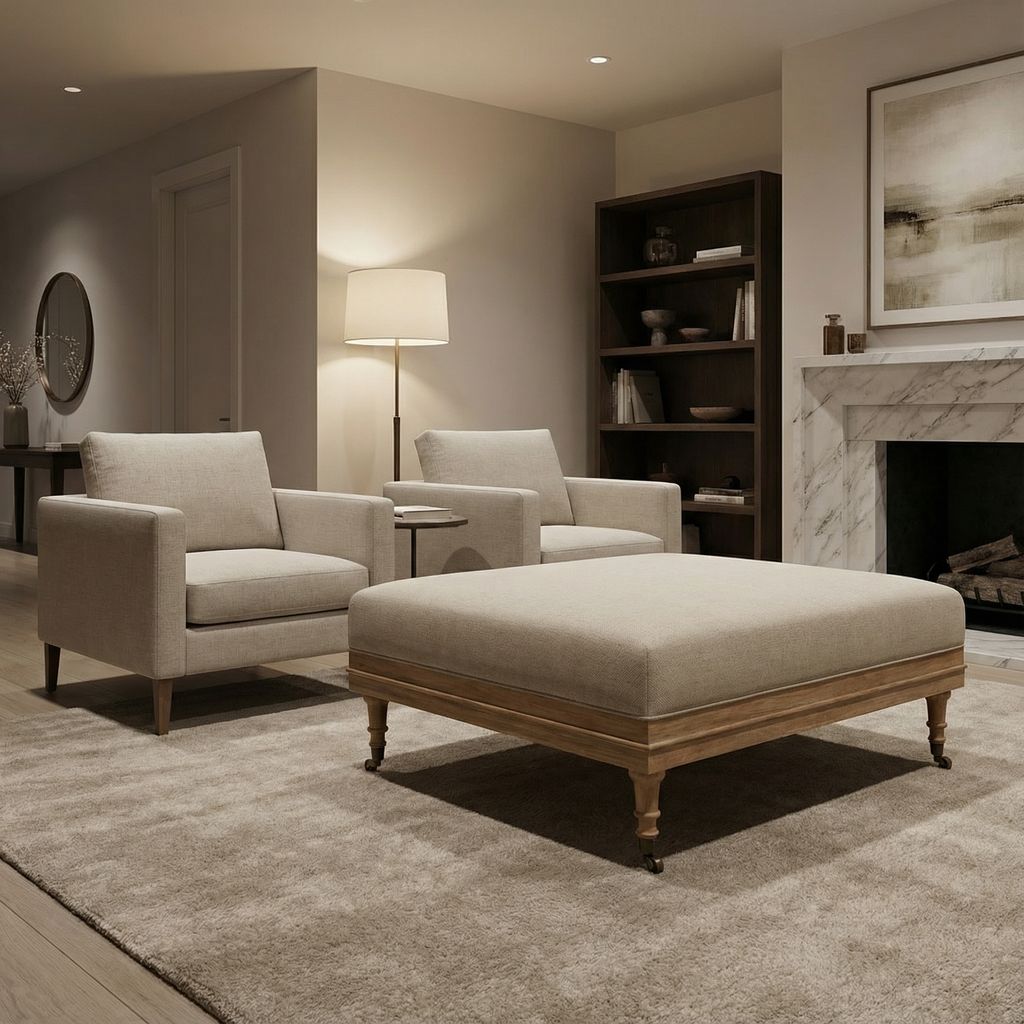 Bexley 48" Cocktail Ottoman - French Linen