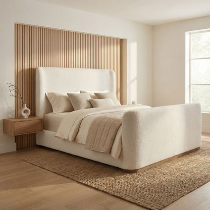 Bianca 70" Queen Bed - Ivory + Beechwood