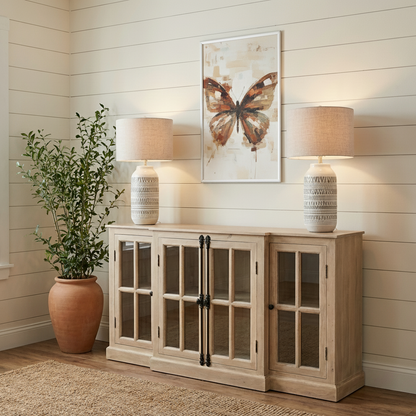 Billings 72" Acacia Breakfront 4 Door Sideboard - New White Wash