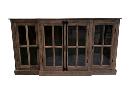 Billings 72" Acacia Breakfront 4 Door Sideboard - Natural + Smoke
