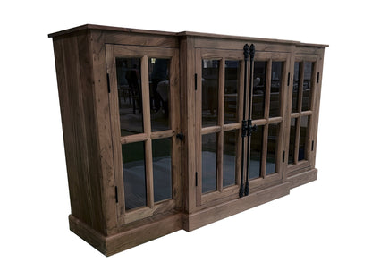 Billings 72" Acacia Breakfront 4 Door Sideboard - Natural + Smoke