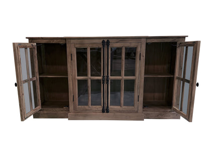 Billings 72" Acacia Breakfront 4 Door Sideboard - Natural + Smoke