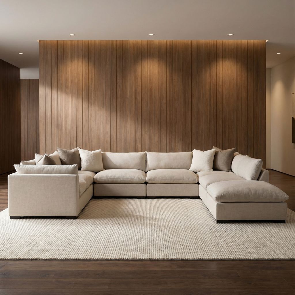 Blakeney 156" x 117" x 95" 6 Cushion Sectional + Ottoman - Sand Mist