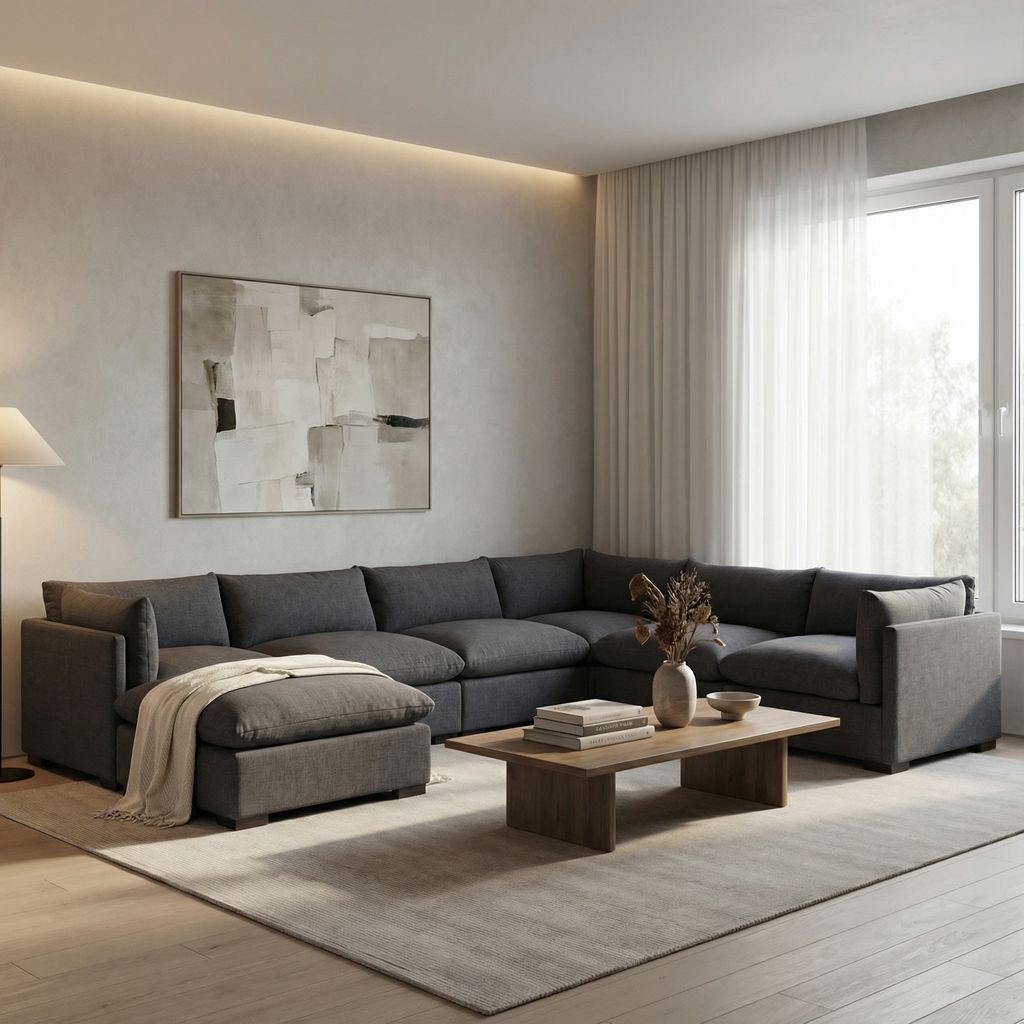 Blakeney 158" x 117" 5 Cushion Sectional + Ottoman - Charcoal