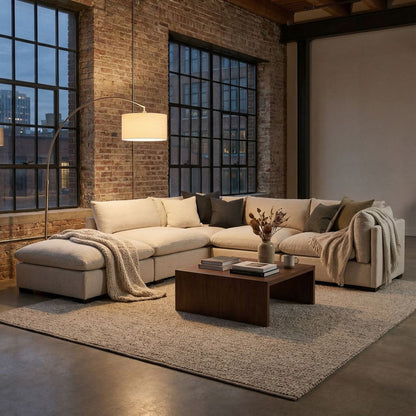 Blakeney 158 x 117" 5 Cushion Sectional + Ottoman - Sand Mist