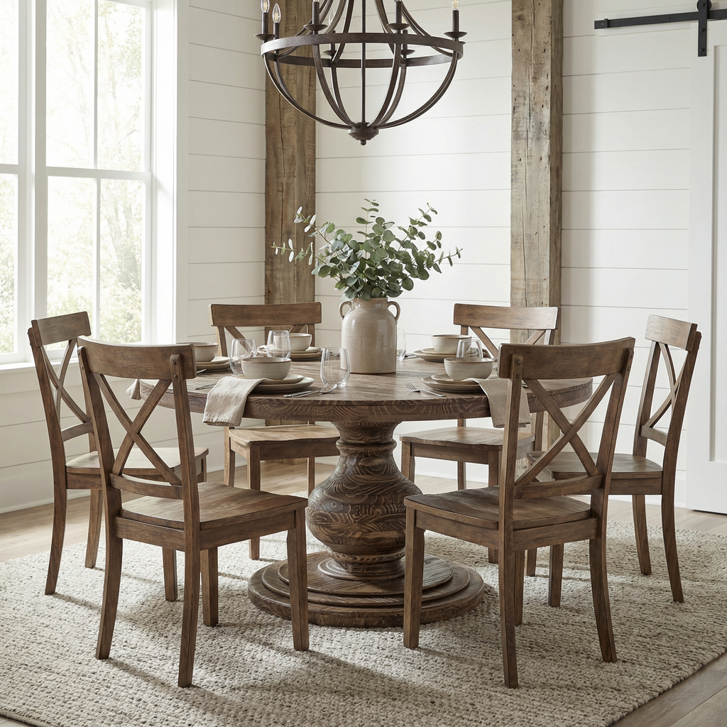 Branson 63" Round Dining Table - Brown Wash