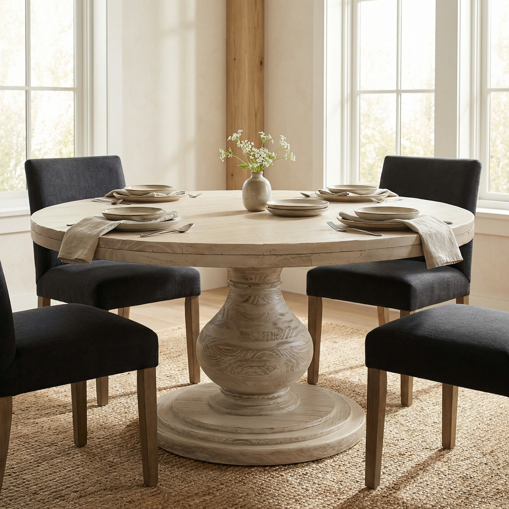 Branson 63" Round Dining Table - Stone