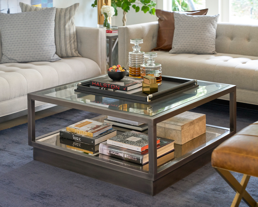 Turner 40" Glass Coffee Table - Gunmetal