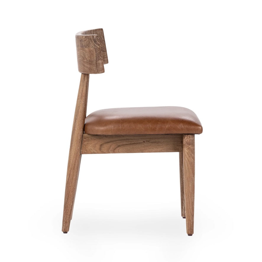 Ornella 18" Top Grain Leather Dining Chair - Golden Wheat