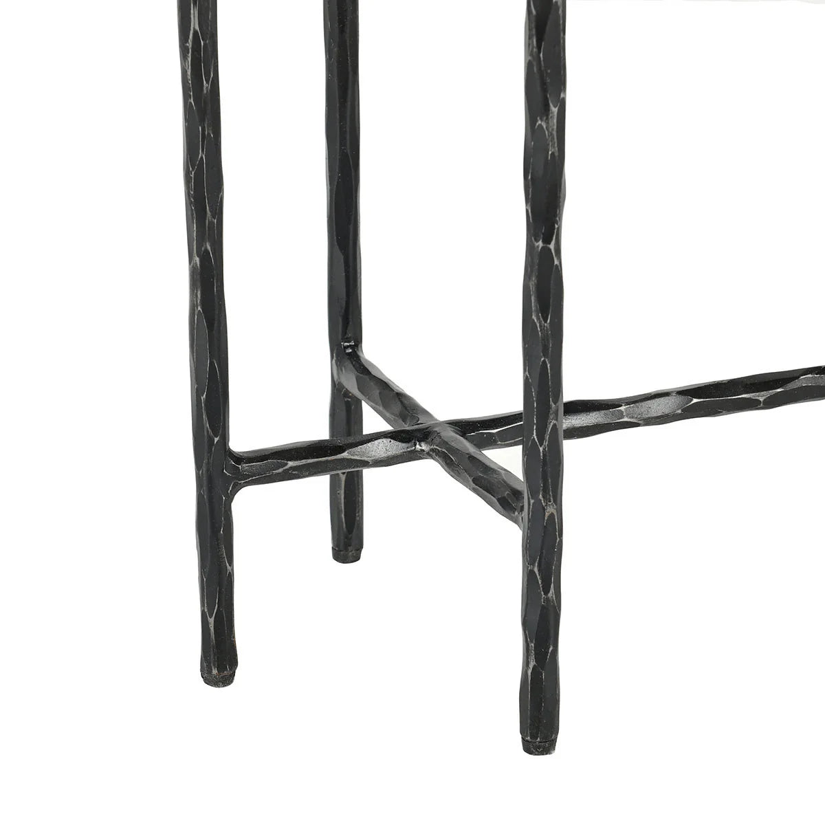 Hiro 35" Iron Console Table - Iron + Blue Stone
