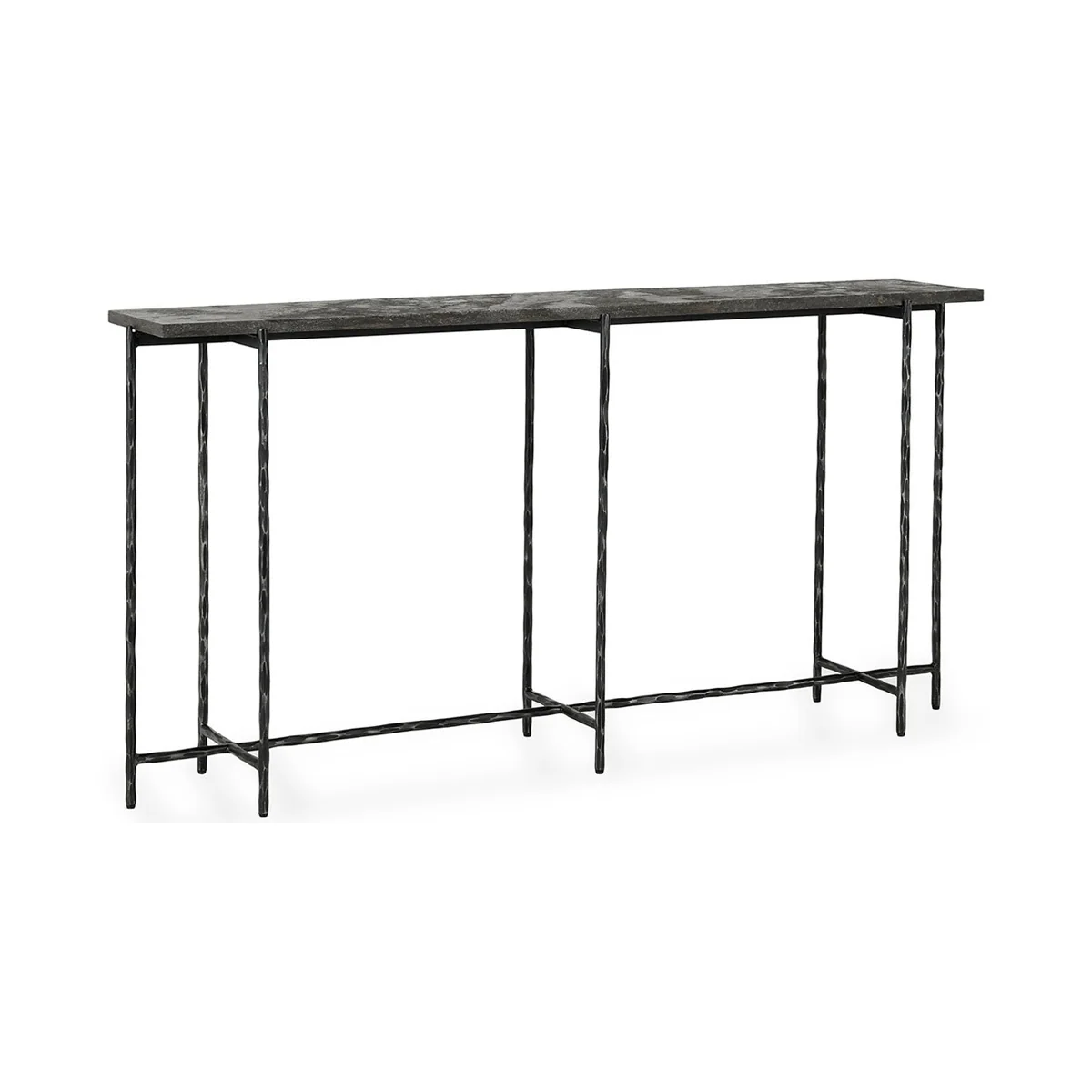 Hiro 60" Iron Console Table - Iron + Blue Stone