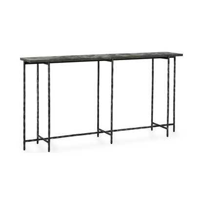 Hiro 60" Iron Console Table - Iron + Blue Stone