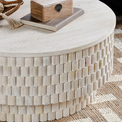 Maderia 40" Round Coffee Table - Coastal White