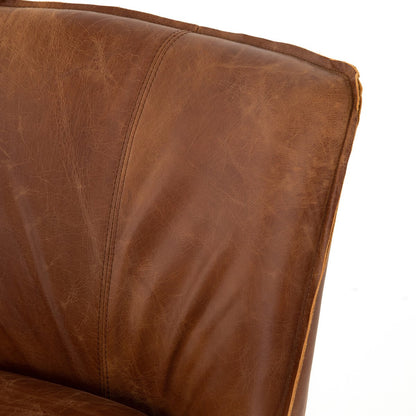 Ayla Top Grain Leather Dining Chair - Sienna Chestnut
