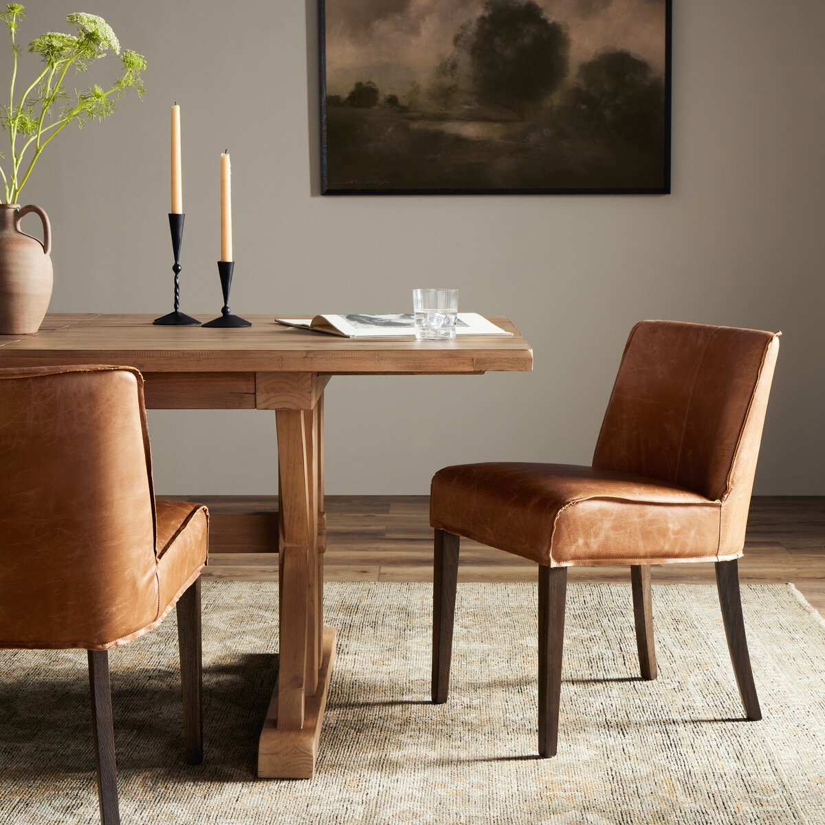 Ayla Top Grain Leather Dining Chair - Sienna Chestnut
