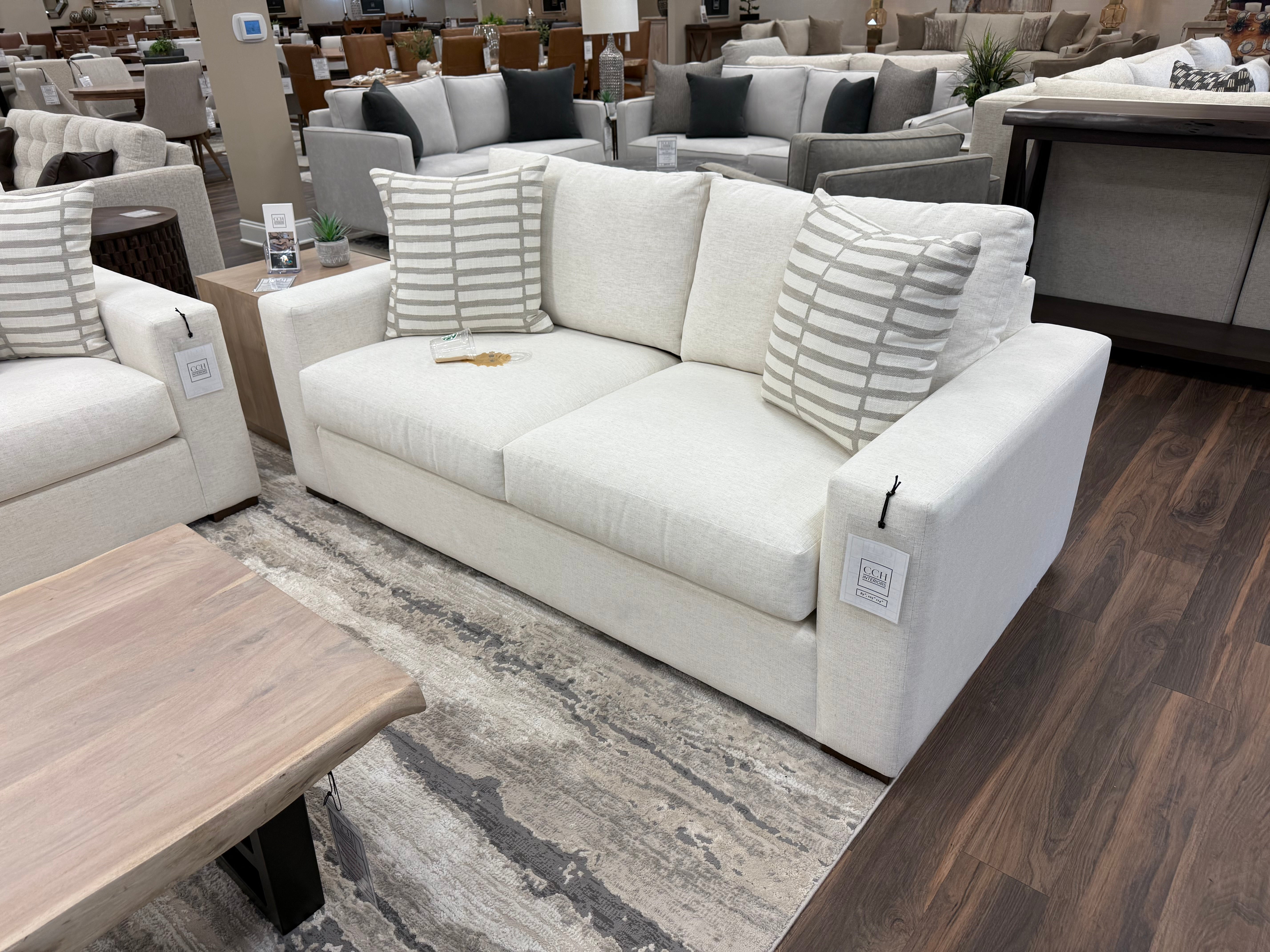 Gretchen Quick Ship 79" 2 Cushion Wide Track Loveseat - Crypton Natural Linen