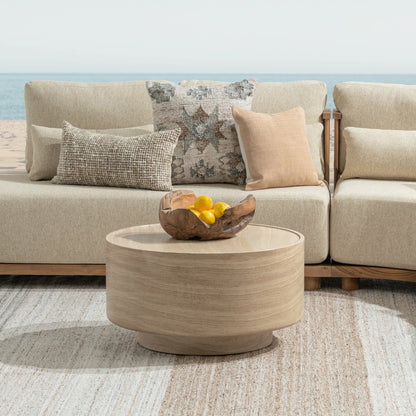 Ember 32" Round Concrete Coffee Table - Light Sand