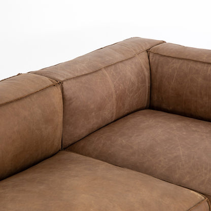Malek 120" Top Grain Leather LAF Sectional - Natural Washed Sand