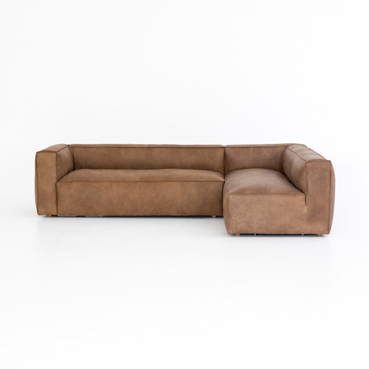 Malek 120" Top Grain Leather LAF Sectional - Natural Washed Sand