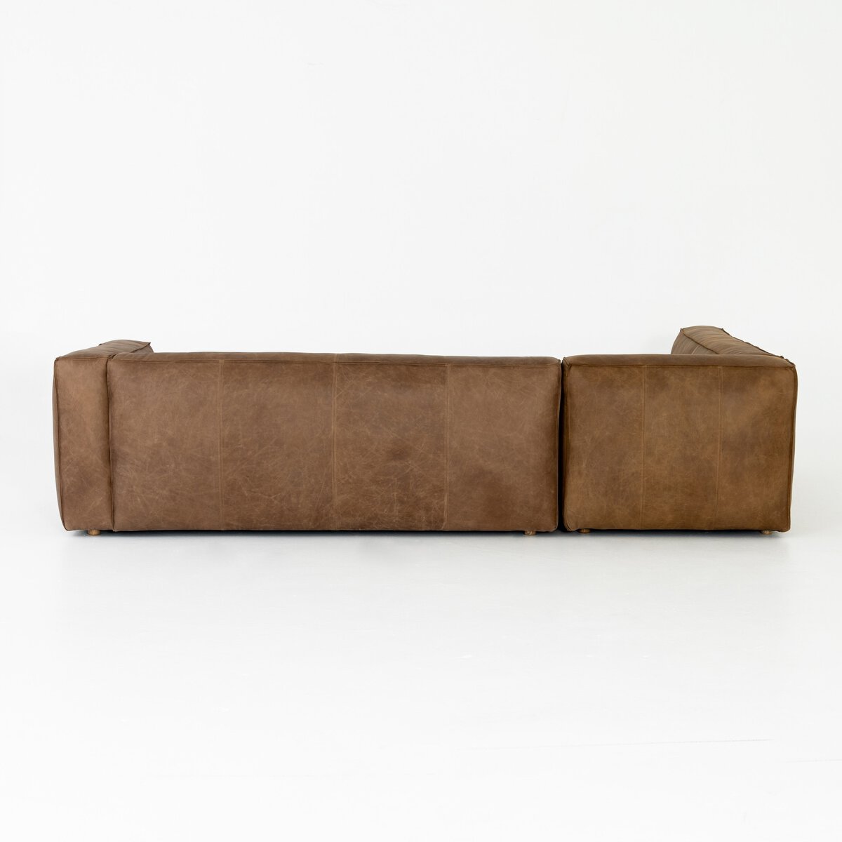 Malek 120" Top Grain Leather RAF Sectional - Natural Washed Sand