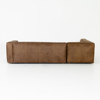 Malek 120" Top Grain Leather RAF Sectional - Natural Washed Sand