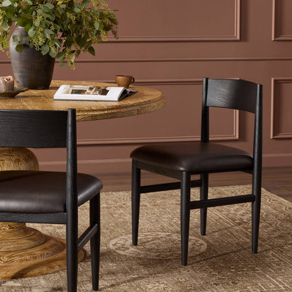 Mayer Oak Dining Chair - Ebony + Espresso Leather