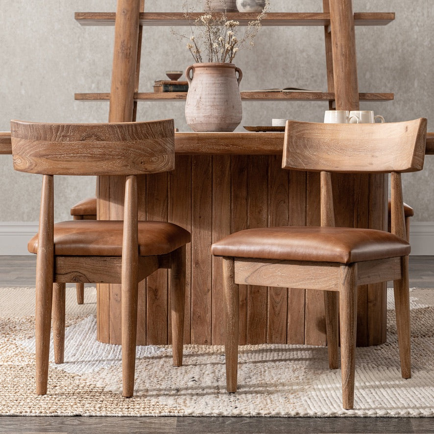 Ornella 18" Top Grain Leather Dining Chair - Golden Wheat