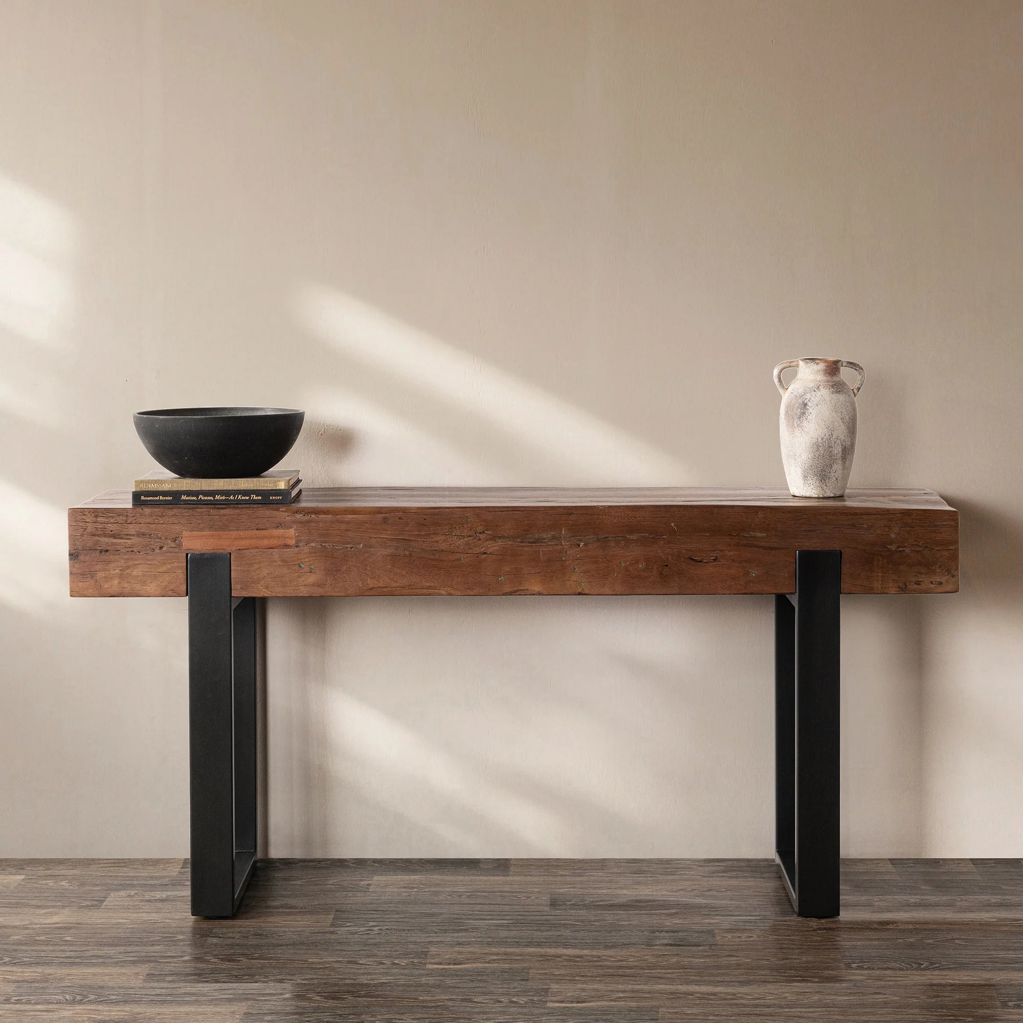 Dante 60" Oak Console Table - Wanut + Iron