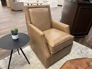 Davenport 30" Slope Arm Top Grain Leather Swivel Club Chair -  Ranchero Malt