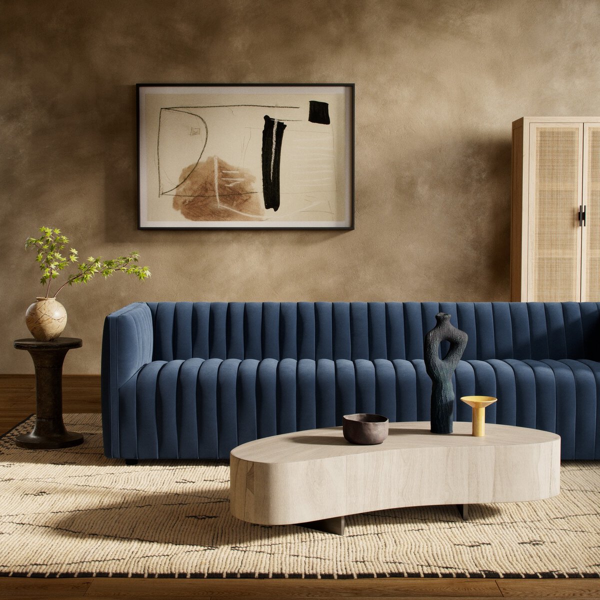 Augustus 97" Bench Seat Sofa - Navy
